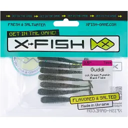 Силікон X-Fish Guddi 2.5" Green Pumpkin Black Flake (7шт/уп) - мініатюра 2