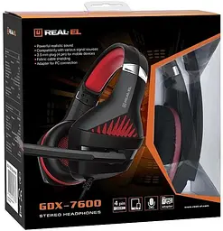 Гарнітура REAL-EL GDX-7600 Чорний/Червоний - мініатюра 8