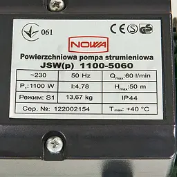 Насос поверхневий струменевий Nowa JSW(p) 1100-5060 (148875) - мініатюра 7