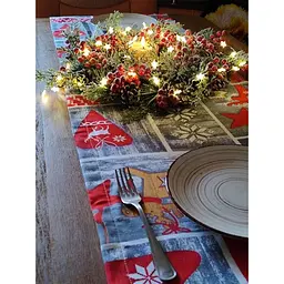 Скатертина-доріжка Domikus Merry Christmas новорічна святкова червона 40х160 см (4829900028954) - мініатюра 2