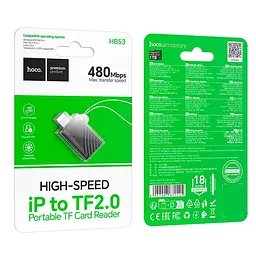 Перехідник HOCO Lightning to TF 2.0 mini card reader HB53 480Mbps, 1TB Max - мініатюра 2
