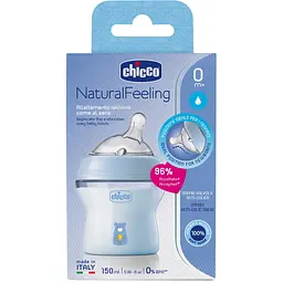 Пляшечка для годування Chicco Natural Feeling, Color, з силіконовою соскою, 150 мл, блакитний (81311.20) - мініатюра 8