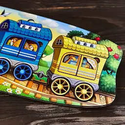 Сортер Ubumblebees Веселий паровозик-3 вагони PSF019 пазл-вкладиш дерев'яний - мініатюра 4