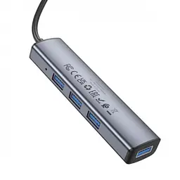 Хаб адаптер Borofone DH12 Smart 4-in-1 converter (Usb to Usb3.0x4) кабель 1.2 метра - мініатюра 5