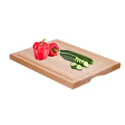 Доска кухонная разделочная деревянная из бука 25х40 см с жёлобом, Wood&Steel Бежевый 84872 - миниатюра 2
