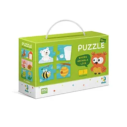Навчальна гра-пазл "Звірята та їхні будиночки" DoDo Toys 300117, 24 елементи-12 пар
