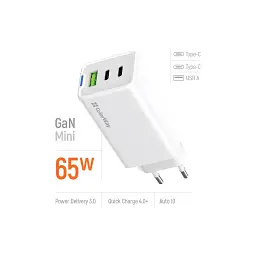Зарядний пристрій ColorWay GaN Mini 65W PD Port PPS USB (USB-2C1A) white (CW-CHS058PD-WT) - мініатюра 7