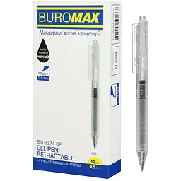 Набір ручок Buromax Jelly з силіконовим грипом чорних 12 шт. (BM.8374-02)