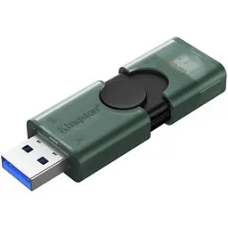 USB флеш накопичувач Kingston 256GB DataTraveler Duo USB 3.2 / Type-C Black/Green (DTDEG2/256GB) - мініатюра 4
