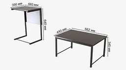 Стіл журнальний приставний Террі Комбо Ferrum-decor 345x662x440 Чорний метал ДСП Венге Магія 16 мм (FRD-105554) - мініатюра 3