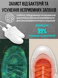 Унікальна електрична сушарка ANDER ONE із жаростійкого безпечного матеріалу для взуття з таймером біла (50840210) - мініатюра 3