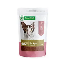 Ласощі для котів, снеки з качкою і чіа, Nature's Protection snack for cats with duck with chia seeds, 75г