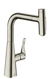 Змішувач Hansgrohe Metris Select 240 2jet кухонний з витяжним виливом Sbox 73817800 Stainless Steel Finish Нержавіюча сталь