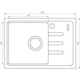 Гранітна мийка Globus Lux MONO сірий металік 620х435мм-А0003 - мініатюра 3
