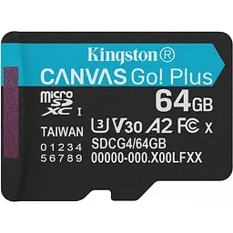 Карта пам'яті Kingston microSDXC Canvas Go! Plus 64GB Class 10 UHS-1 U3 V30 (SDCG4/64GBSP) [145136]