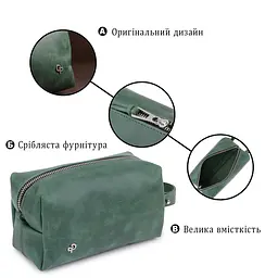 Шкіряна косметичка унісекс Grande Pelle 11572 зелений - мініатюра 8