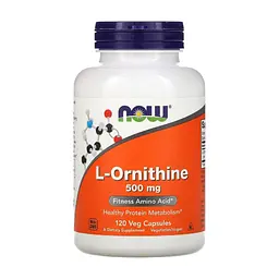 Амінокислота Now Foods Орнітин, L-Ornithine, 500 мг, 120 вегетаріанських капсул (NOW-00122)