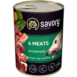 Вологий корм Savory для дорослих собак усіх порід з чотирма видами м'яса 400 г