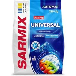 Пральний порошок Sarmix Active Universal для всіх типів прання, 750 г
