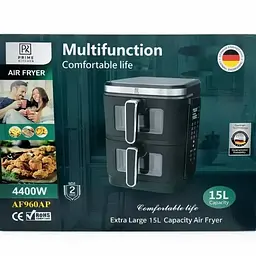 Подвійний аерогриль Prime Kitchen AF960AP з двома незалежними камерами, 4400 Вт, 15 л