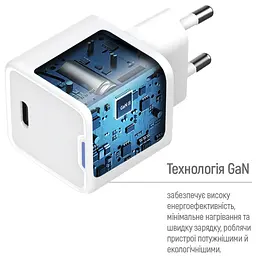 Зарядний пристрій ColorWay C101C GaN Mini 20 Вт PD PPS USB-C білий (CW-CHS059PD-WT) - мініатюра 9