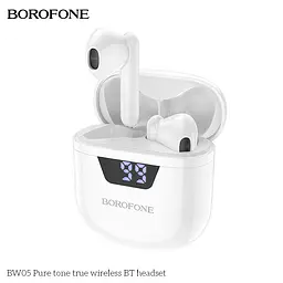 Навушники Borofone BW05 Pure tone true wireless BT headset White - мініатюра 6