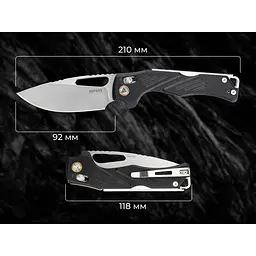 Ніж складаний туристичний SRM Mirage 239X-GB (9.2 см) 14C28N / G10 чорний - мініатюра 24