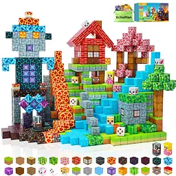 Магнітний конструктор Minecraft 150 шт по грі Майнкрафт Світ біомів Mk001066 - мініатюра 4