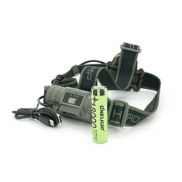 Налобний ліхтарик BP-8099TG, Zoom, 1 режим, корпус метал, водостійкий, живлення від АКБ 18650, індикація заряду, Type-C кабель, BOX - мініатюра 3