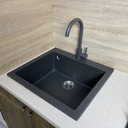 Adamant Набір кухонний Univer, штучний камінь, квадрат, без крил, 560х500х200мм, чаша - 1, врізна, графіт + змішувач - мініатюра 2