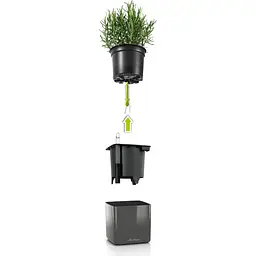 Вазон Lechuza Cube Glossy 16 антрацит (13521) - мініатюра 2