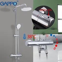 Душова система з термостатом Gappo G2490, вилив - перемикач на лійку, хром - мініатюра 3