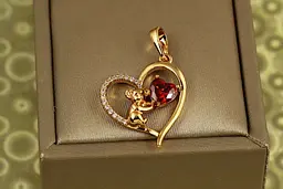 Кулон Xuping Jewelry серце коали з червоним каменем 2,2 см золотистий