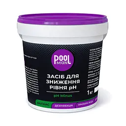 Засіб для зниження pH у басейні POOLMAN PH MINUS 1 кг для підтримки правильного pH води