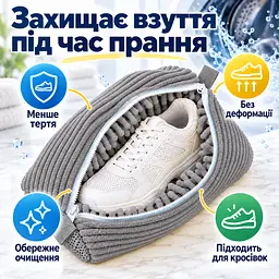 Мішок для прання взуття для пральної машини, багаторазовий, зі щільним мікрофібровим ворсом, 39×19 см KT9003903 - мініатюра 8