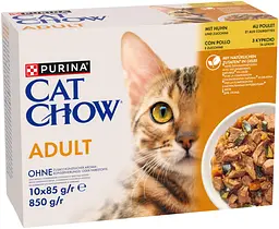 Набір вологого корму для дорослих котів Purina Cat Chow Adult з куркою та цукіні 85 г х 10 шт. - мініатюра 2