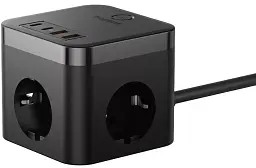 Мережевий зарядний пристрій Baseus Power Combo Cube Power Strip 3AC+2USB+2Type-C 30W 1.5m E00066400117-00 Black - мініатюра 2