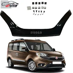 Дефлектор капоту мухобійка для Fiat Doblo (152/263) 2015- Євро Кріплення (Vip Tuning)