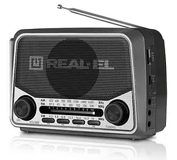 Радіоприймач 1.0 Real-El X-525 Grey, 3 Вт, пластиковий корпус, FM/AM/SW, USB, SD/microSD, акумулятор, ліхтарик