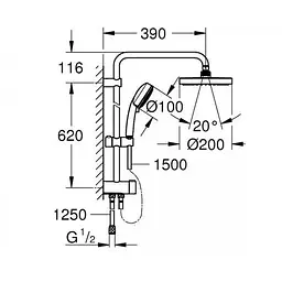 Душова система Grohe Tempesta 27389002, Хром - мініатюра 2