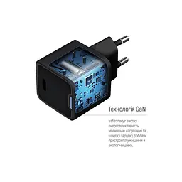 Зарядний пристрій ColorWay GaN Mini 25 Вт порт PD PPS USB-C чорний (CW-CHS052PD-BK) - мініатюра 9