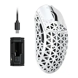 Ігрова мишка ATTACK SHARK R5 Ultra / Три режими підключення / PAW3950MAX / Carbon Fiber / 39 г / White