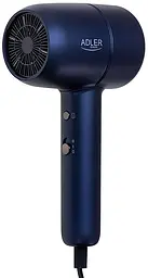 Фен для волосся Adler AD 2279B, 1800 Вт, синій, з іонізацією та холодним повітрям, потужний компактний фен із концентратором - мініатюра 2