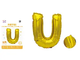 Куля фольгована золота літера U 40 см