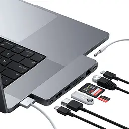 Адаптер Satechi Aluminum USB-C Pro Hub Max Adapter Space Gray (ST-UCPHMXM) - мініатюра 4
