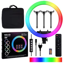 Кільцева світлодіодна LED лампа RIAS MJ18 RGB на 3 тримачі, USB, дротове управління 45 см - мініатюра 4
