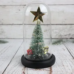 Нічник новорічна ялинка у скляній колбі gold star
