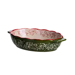 Форма для запекания Vintage фарфоровая овальная 700 мл с ручками для духовки выпекание запеканок блюд мяса овощей 21х15х5 см Зеленый - миниатюра 2