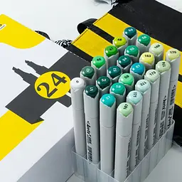 Спиртові маркери Arrtx OROS ASM-03GN 24 кольорів, зелені відтінки - мініатюра 2