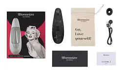 Вакуумний стимулятор клітора Womanizer Marilyn Monroe Black Marble - мініатюра 10